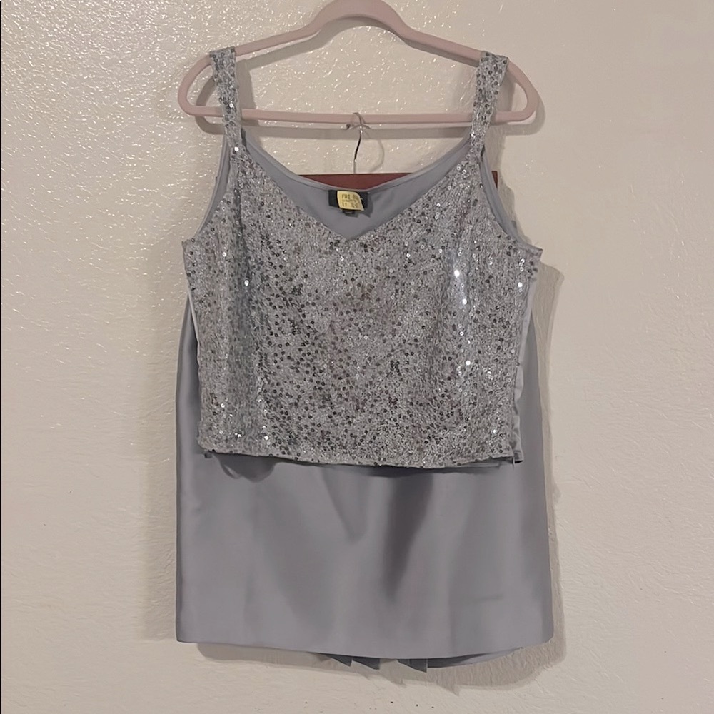 Larry Levine Silver Sequin Skirt Set